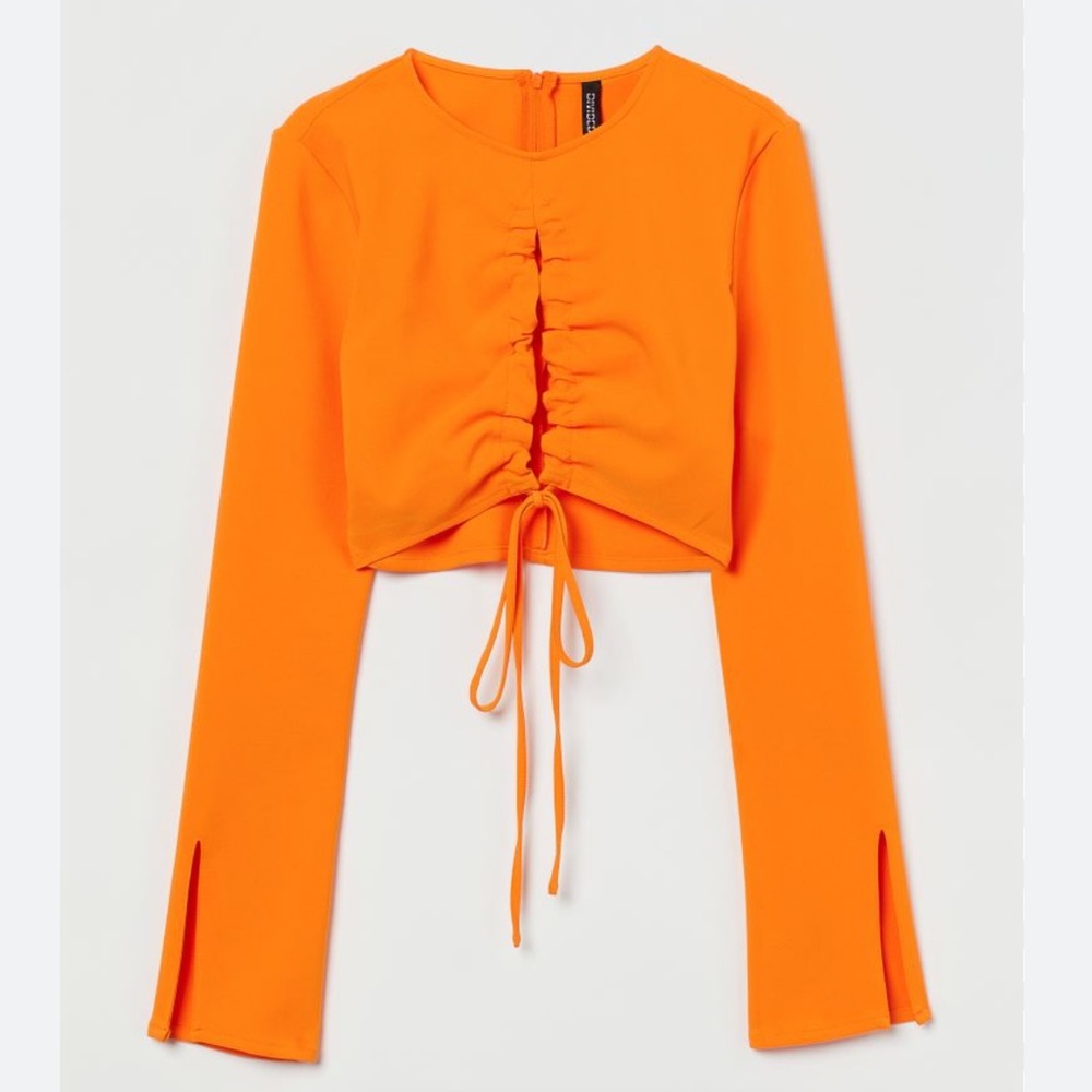 H&M Cut Out Tie Front Long Sleeve Top, NEVER WORN